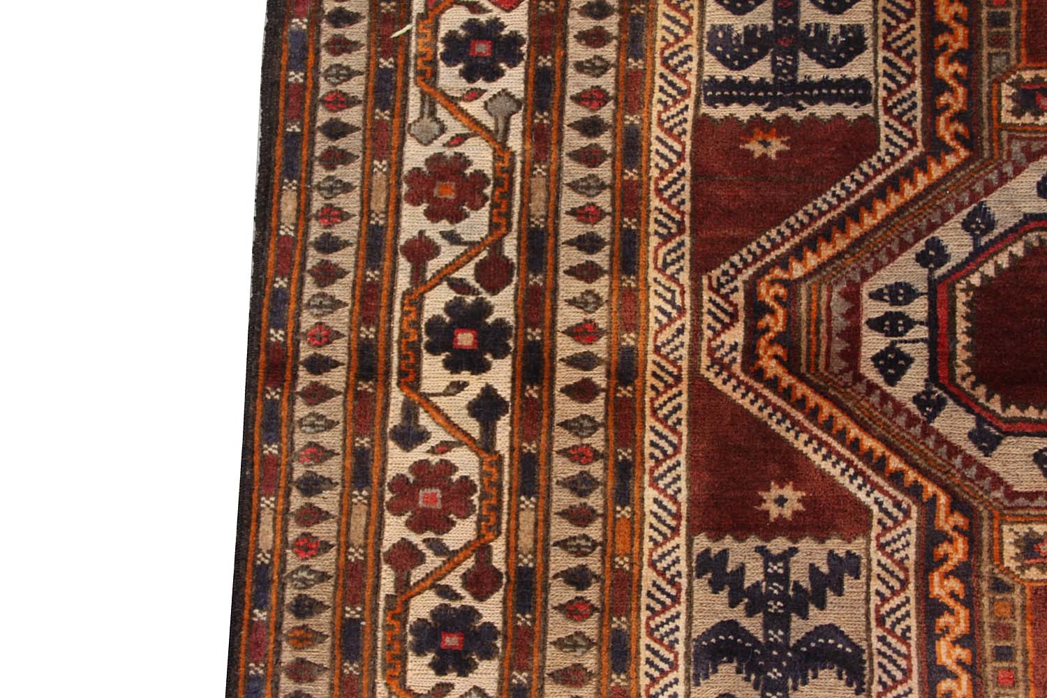 4' x 6'  Brown Handmade Berjista Afghan Rug Rectangular