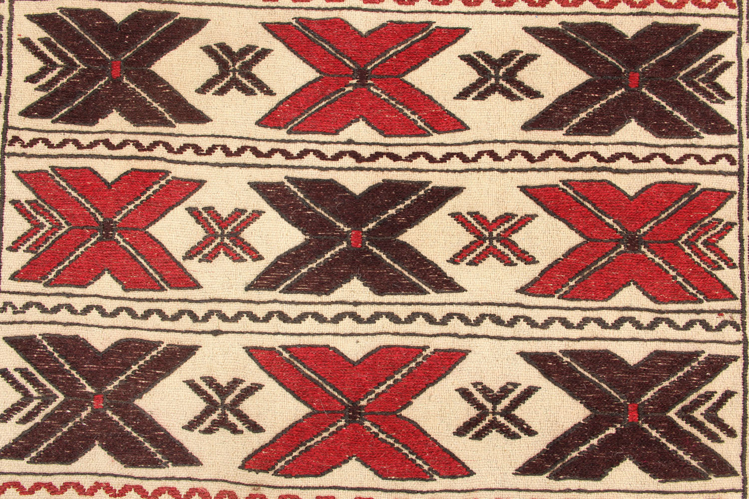 4' x 6'  Ivory Handmade Pai Murgh Soumak Kilim Rug Rectangular
