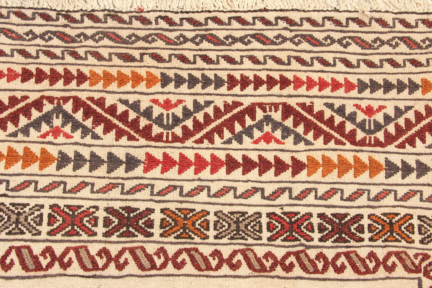 4' x 6'  Ivory Handmade Pai Murgh Soumak Kilim Rug Rectangular