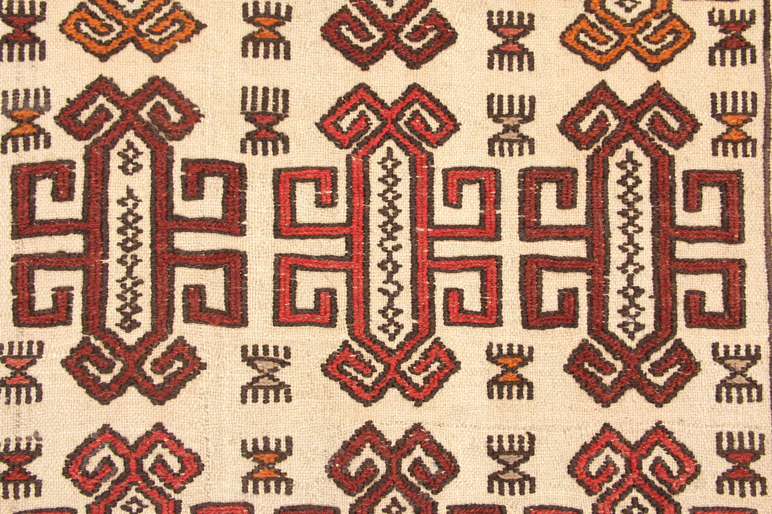 4' x 6'  Ivory Handmade Pai Murgh Soumak Kilim Rug Rectangular