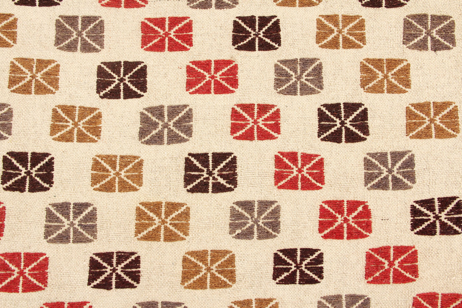 4' 6" x 6' 6  Ivory Handmade Pai Murgh Soumak Kilim Rug Rectangular