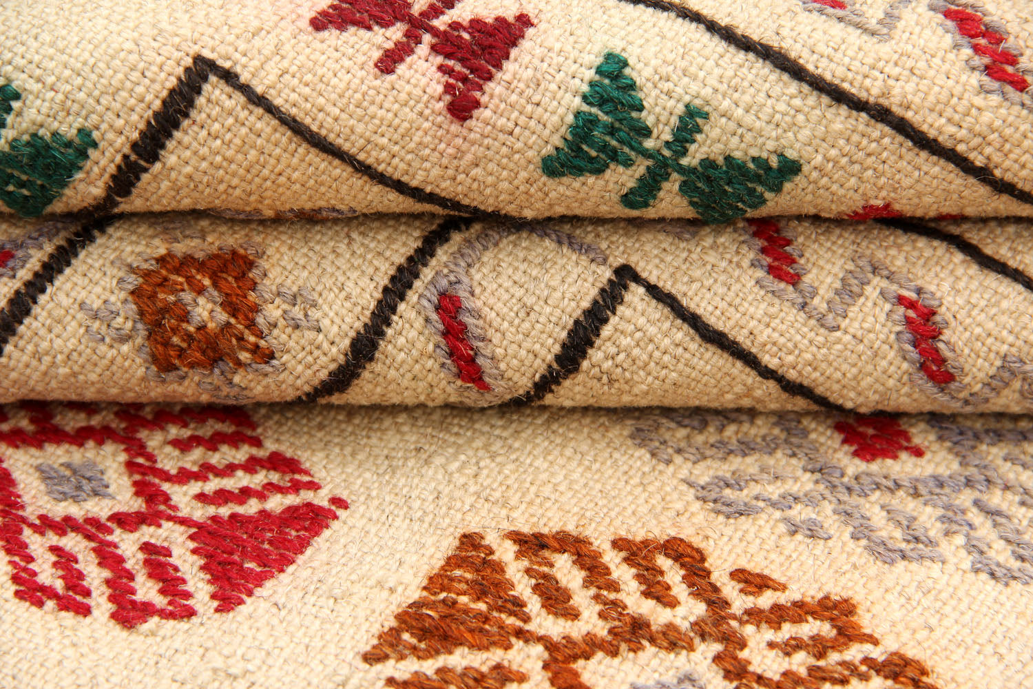 4' 6" x 6' 6  Ivory Handmade Pai Murgh Soumak Kilim Rug Rectangular