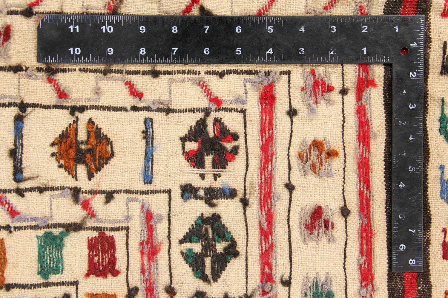4' 6" x 6' 6  Ivory Handmade Pai Murgh Soumak Kilim Rug Rectangular