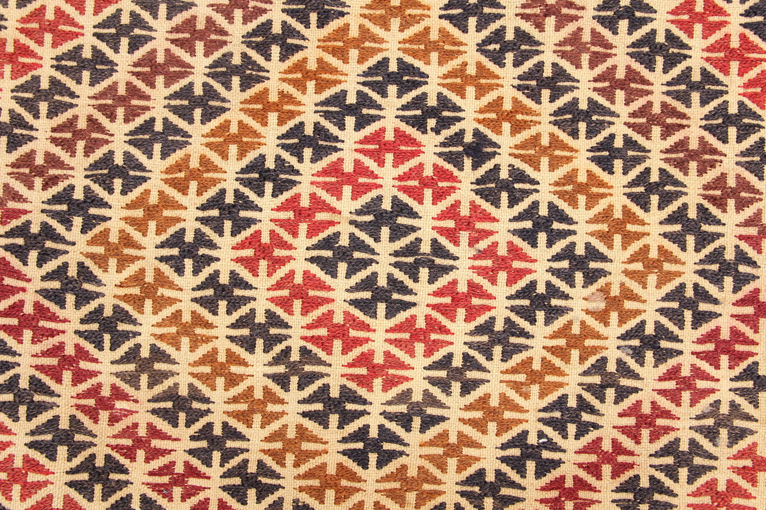 4' 6" x 6' 6  Ivory Handmade Pai Murgh Soumak Kilim Rug Rectangular
