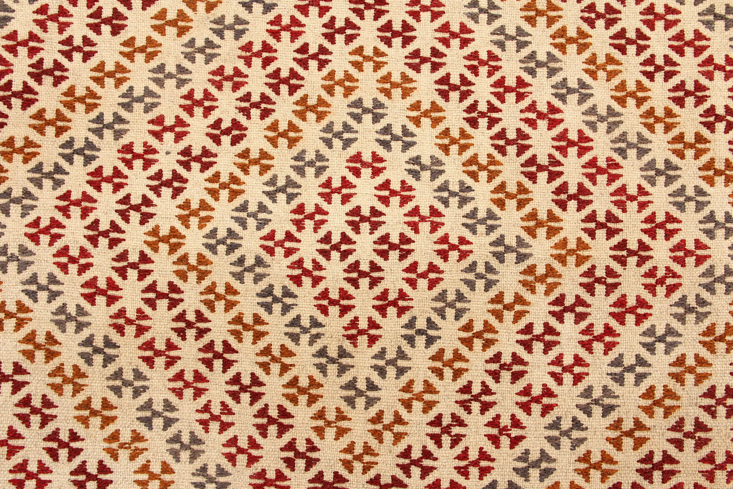 4' 6" x 6' 6  Ivory Handmade Pai Murgh Soumak Kilim Rug Rectangular