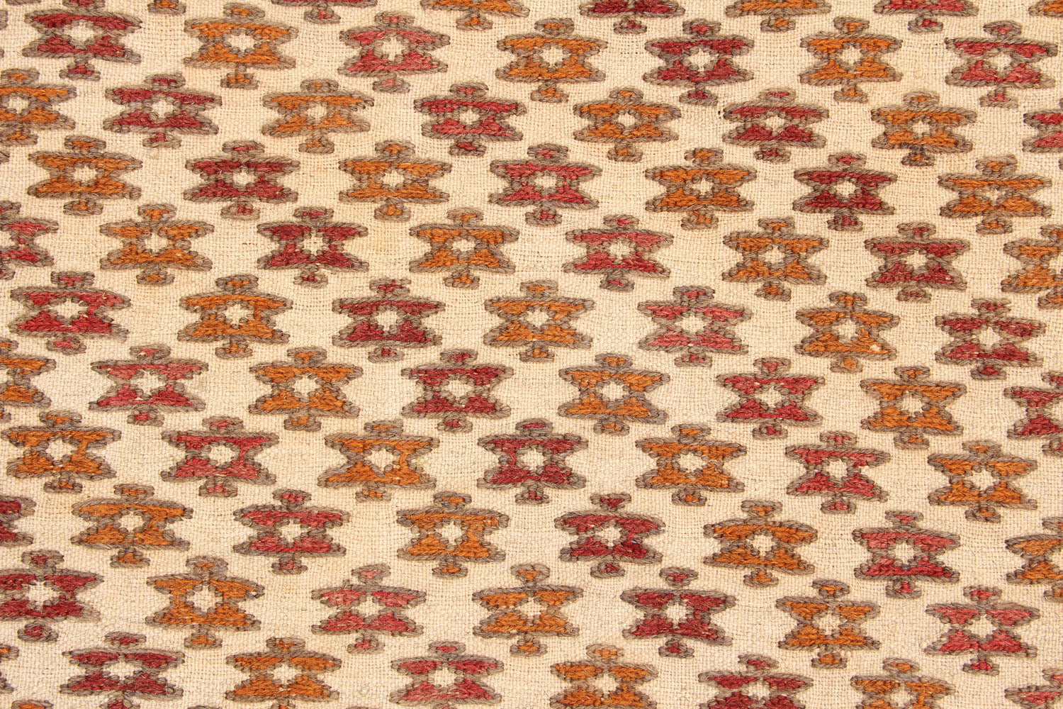 4' 6" x 6' 6  Ivory Handmade Pai Murgh Soumak Kilim Rug Rectangular