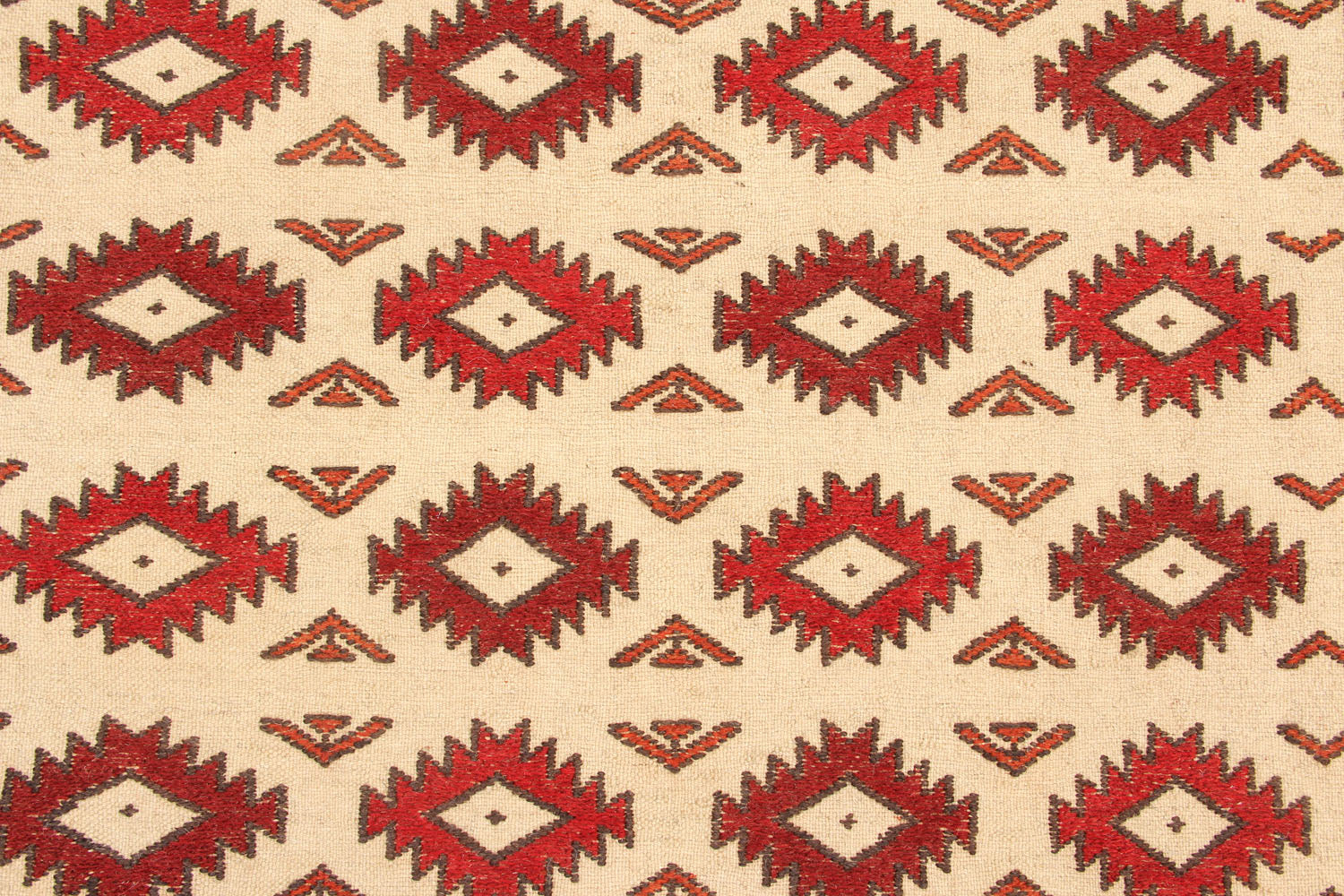 4' 6" x 6' 6  Ivory Handmade Pai Murgh Soumak Kilim Rug Rectangular