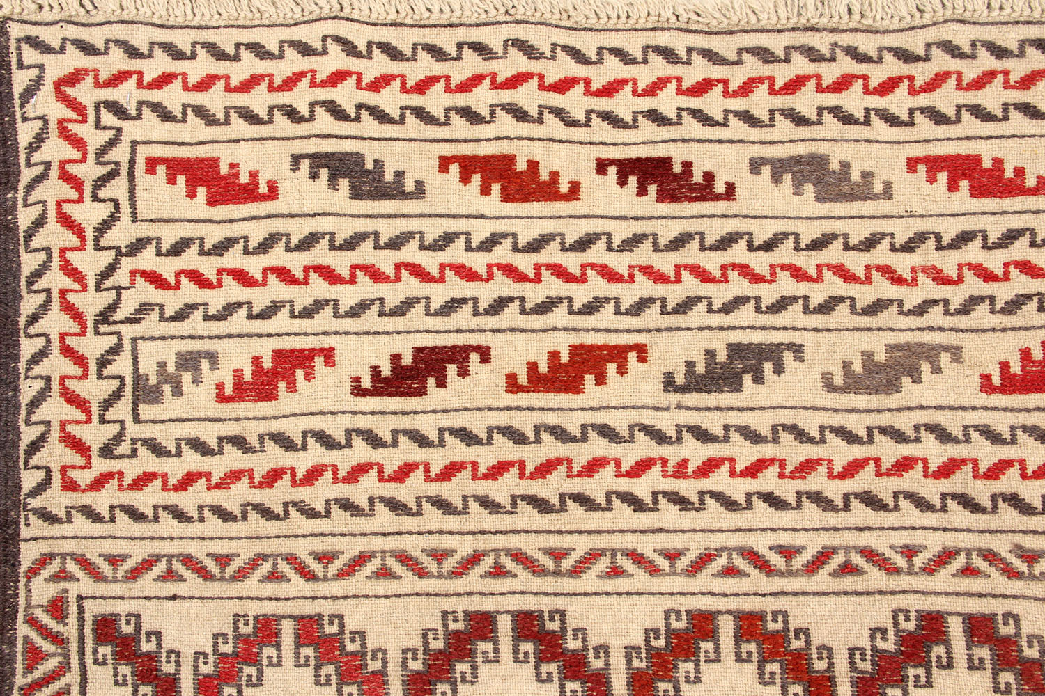 4' x 6'  Ivory Handmade Pai Murgh Soumak Kilim Rug Rectangular