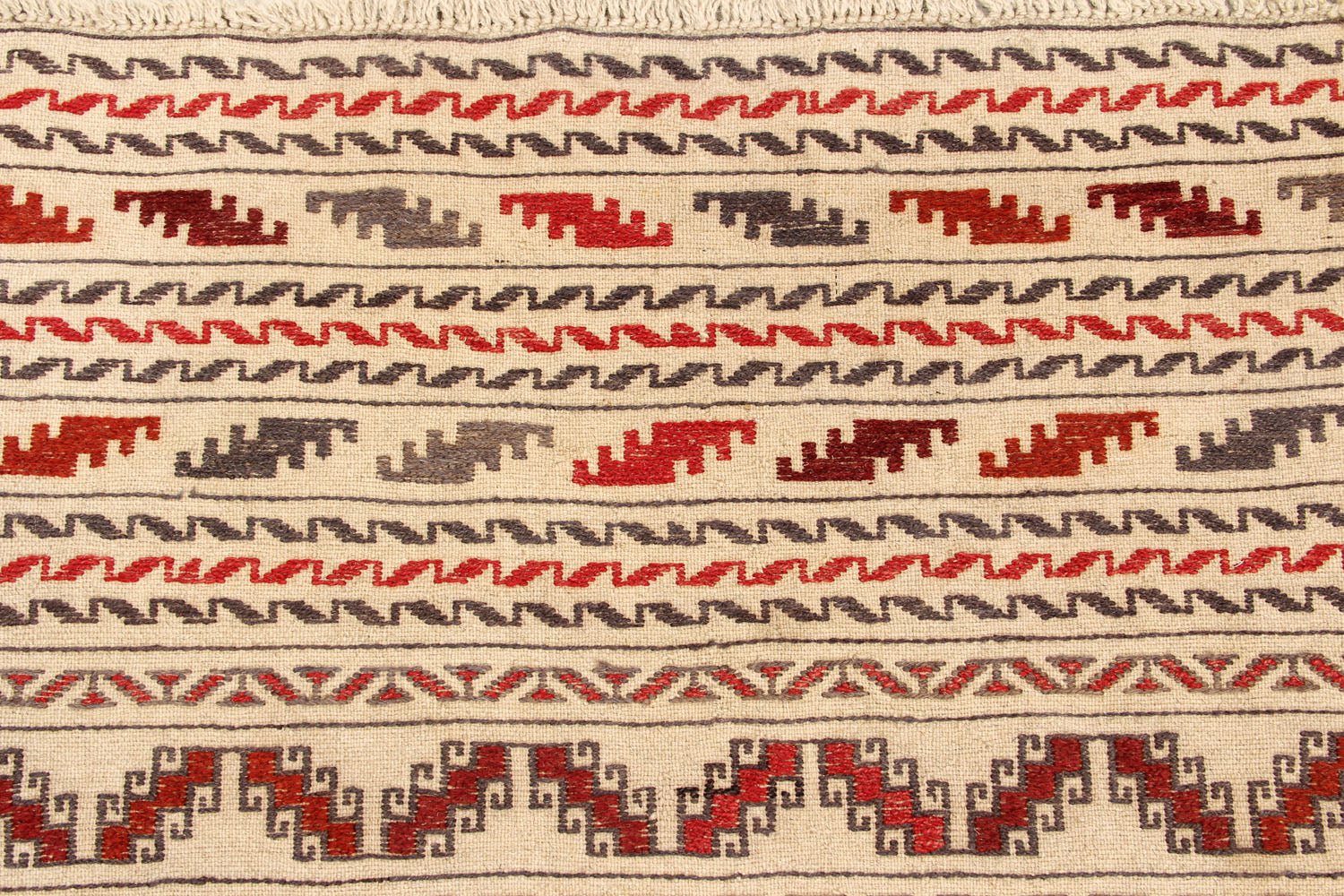 4' x 6'  Ivory Handmade Pai Murgh Soumak Kilim Rug Rectangular