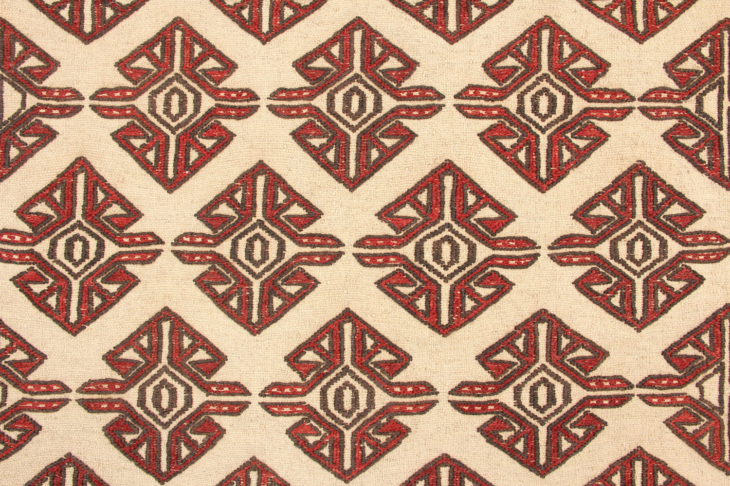 4' 6" x 6' 6  Ivory Handmade Pai Murgh Soumak Kilim Rug Rectangular