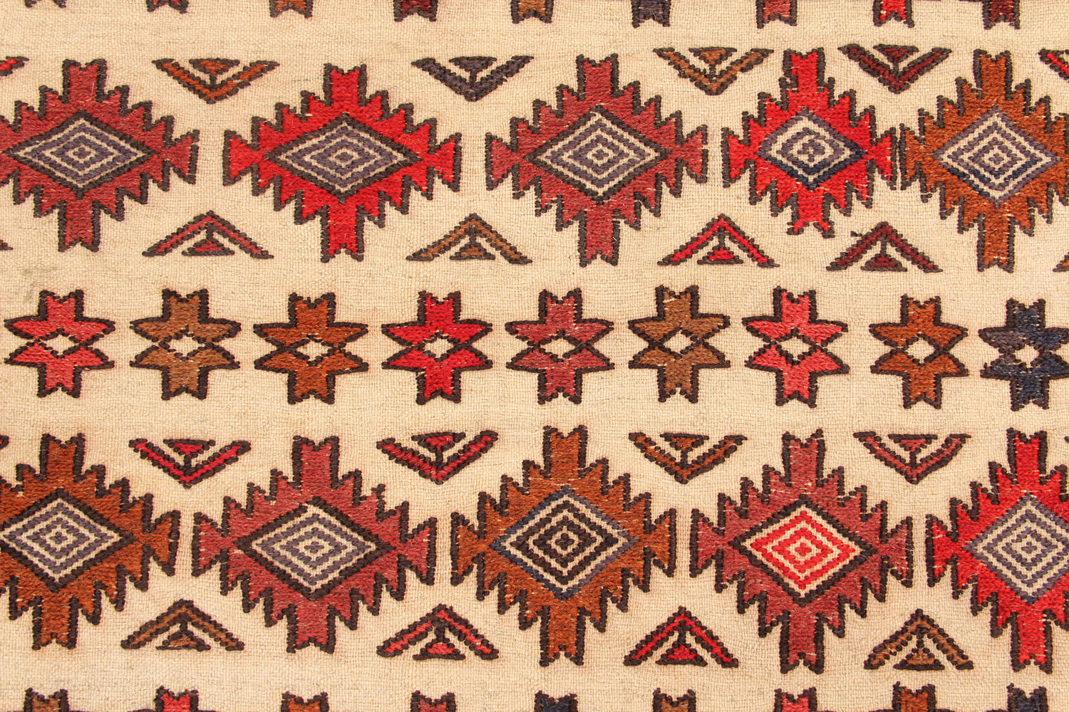 4' 6" x 6' 6  Ivory Handmade Pai Murgh Soumak Kilim Rug Rectangular