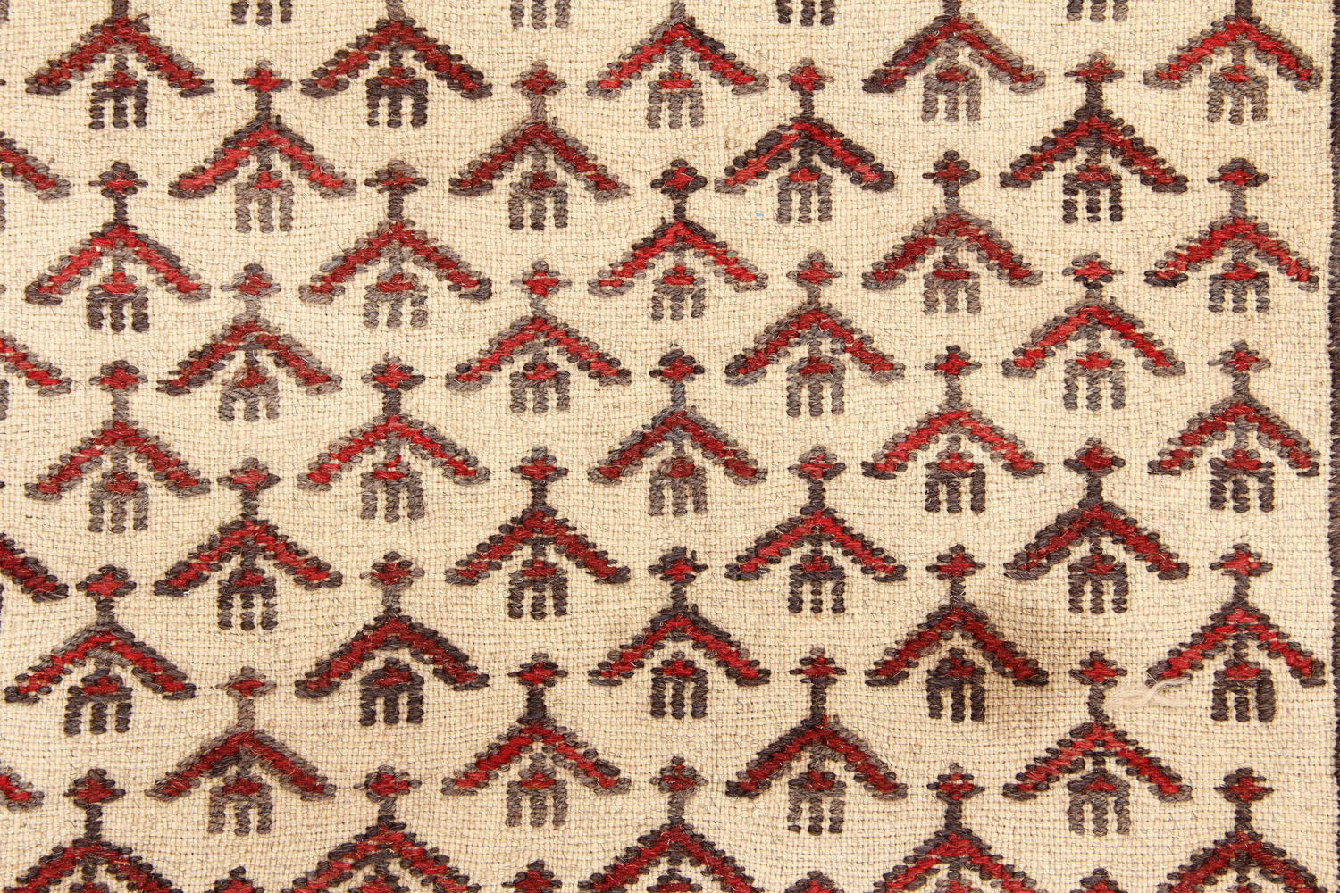 4' x 6'  Ivory Handmade Pai Murgh Soumak Kilim Rug Rectangular