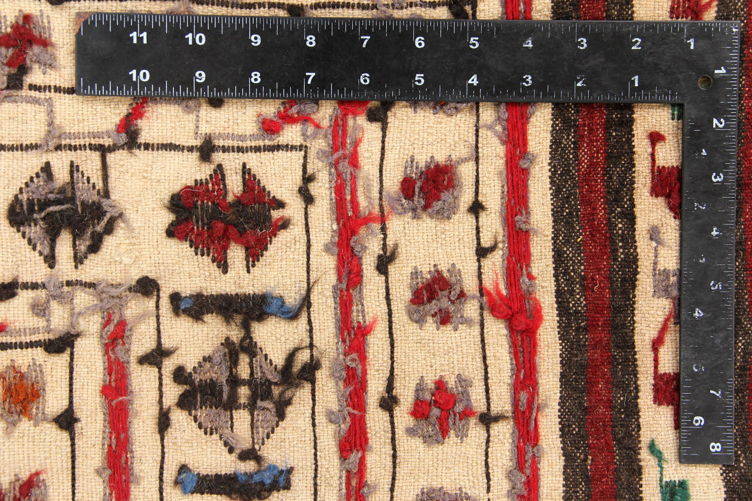 4' 6" x 6' 6  Ivory Handmade Pai Murgh Soumak Kilim Rug Rectangular