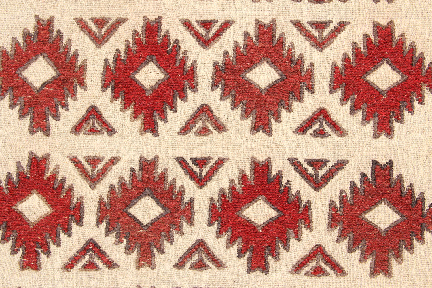 4' 6" x 6' 6  Ivory Handmade Pai Murgh Soumak Kilim Rug Rectangular