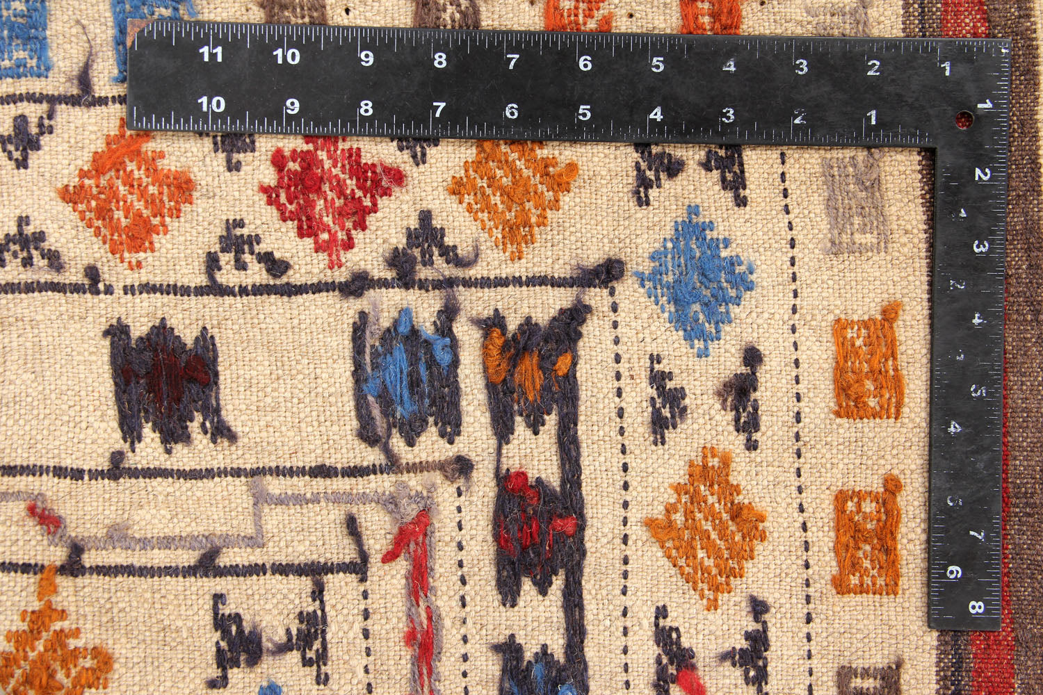 4' x 6'  Ivory Handmade Pai Murgh Soumak Kilim Rug Rectangular