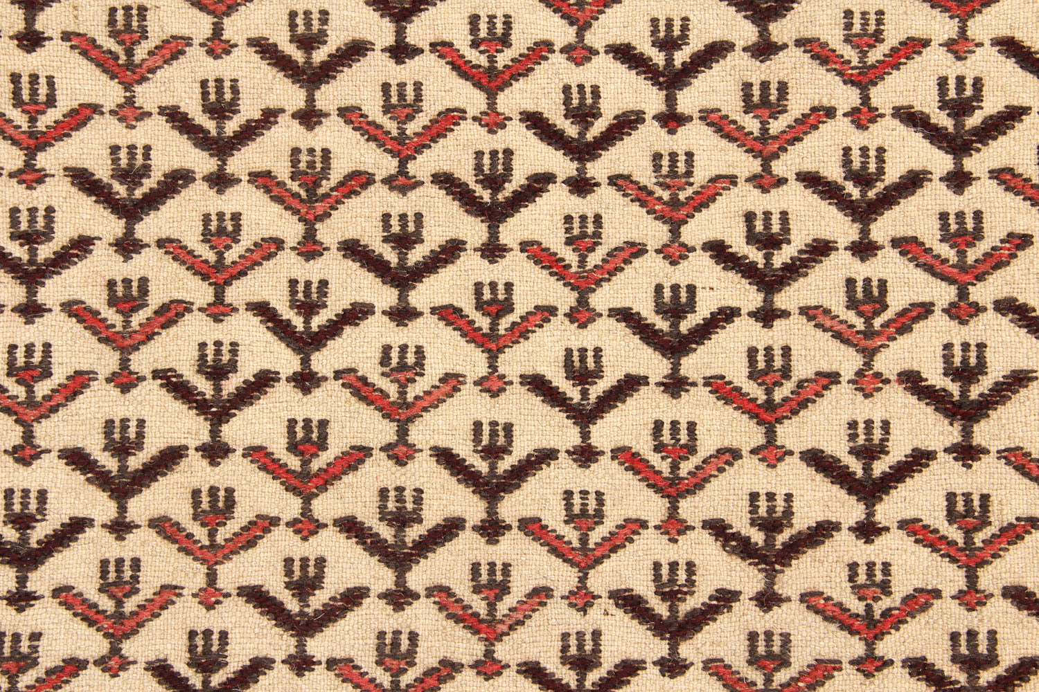4' 6" x 6' 6  Ivory Handmade Pai Murgh Soumak Kilim Rug Rectangular