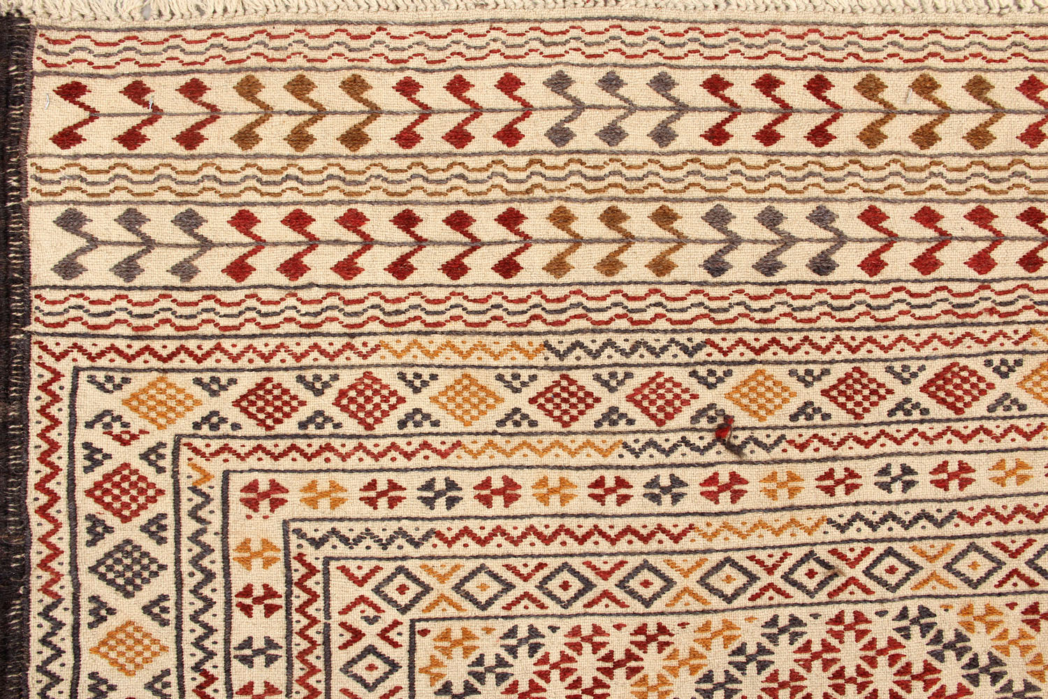 4' x 6'  Ivory Handmade Pai Murgh Soumak Kilim Rug Rectangular