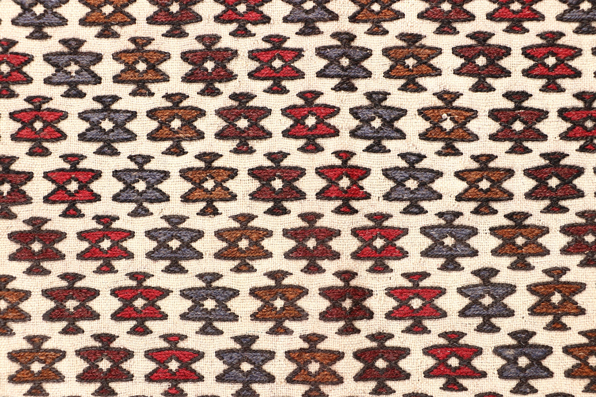 4' 6" x 6' 6  Ivory Handmade Pai Murgh Soumak Kilim Rug Rectangular