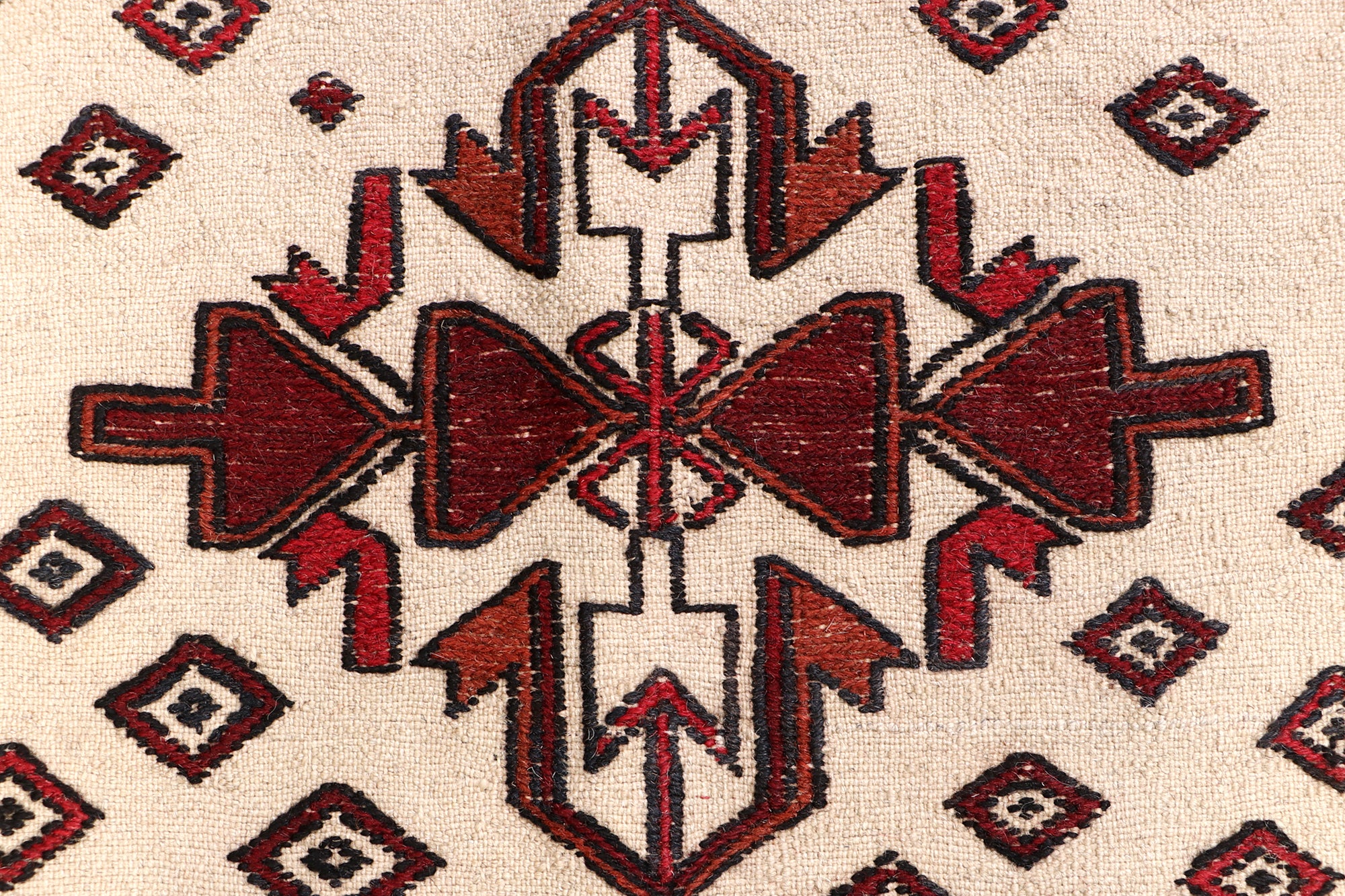 4' x 6'  Ivory Handmade Pai Murgh Soumak Kilim Rug Rectangular