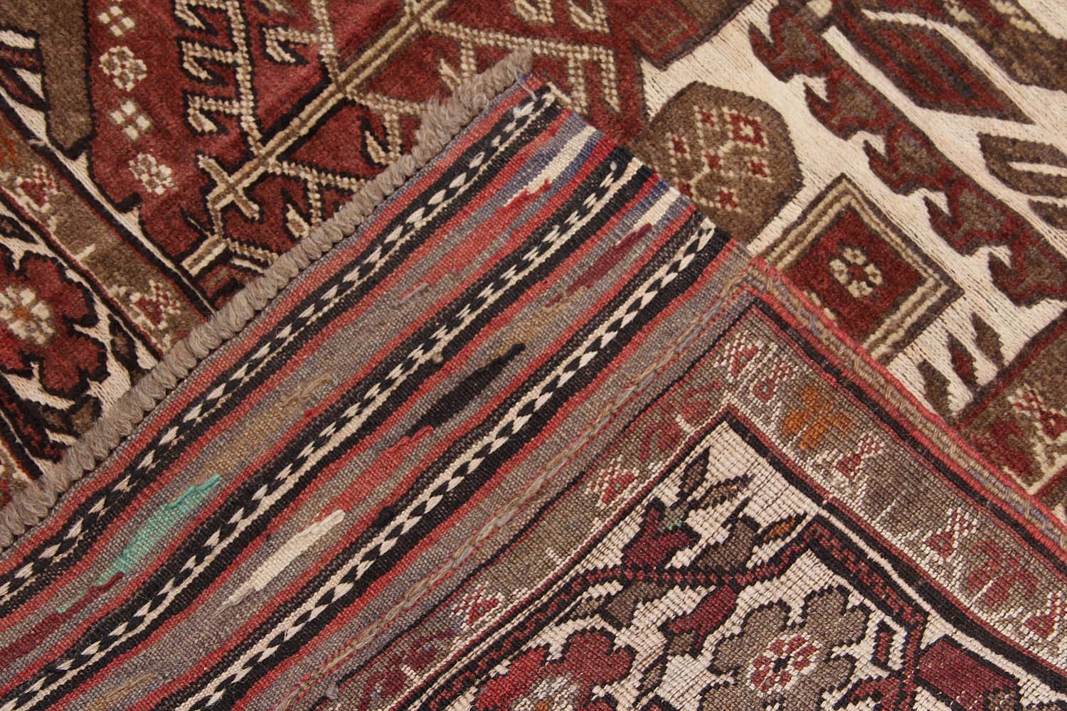 4' 6" x 6' 6  Ivory Handmade Berjista Afghan Rug Rectangular