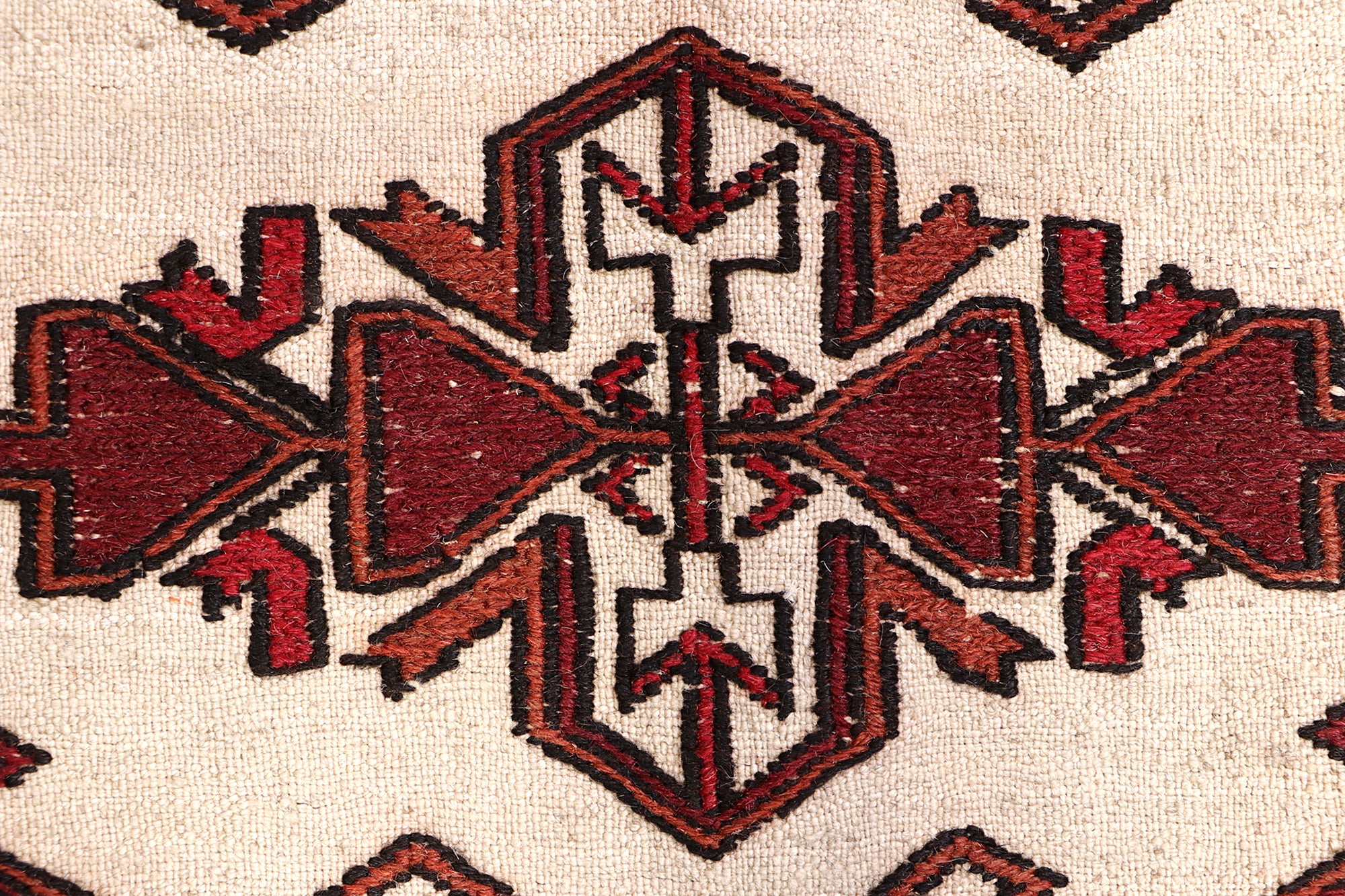 4' x 6'  Ivory Handmade Pai Murgh Soumak Kilim Rug Rectangular