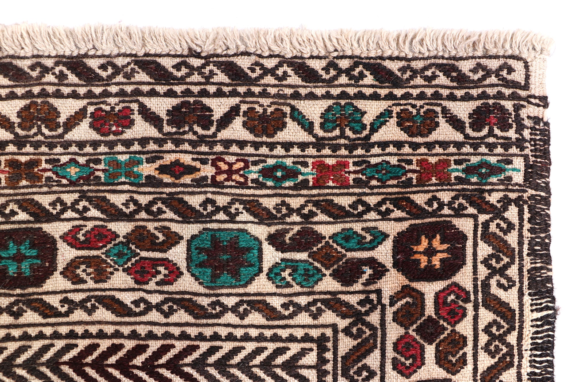4' x 6'  Ivory Handmade Pai Murgh Soumak Kilim Rug Rectangular