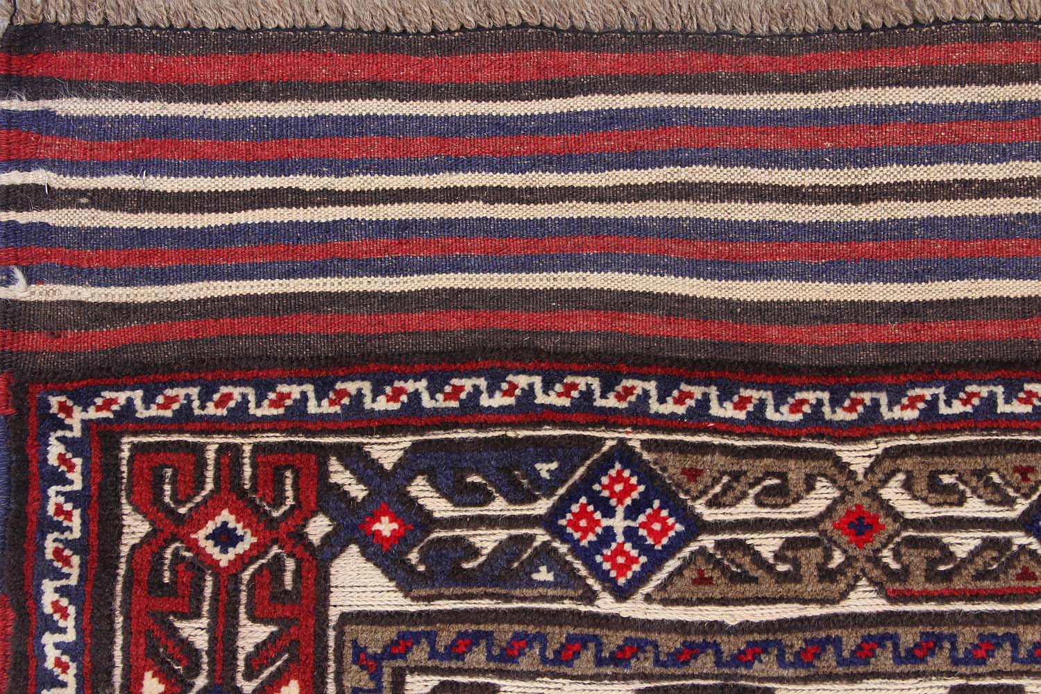4' x 6'  Ivory Handmade Berjista Afghan Rug Rectangular