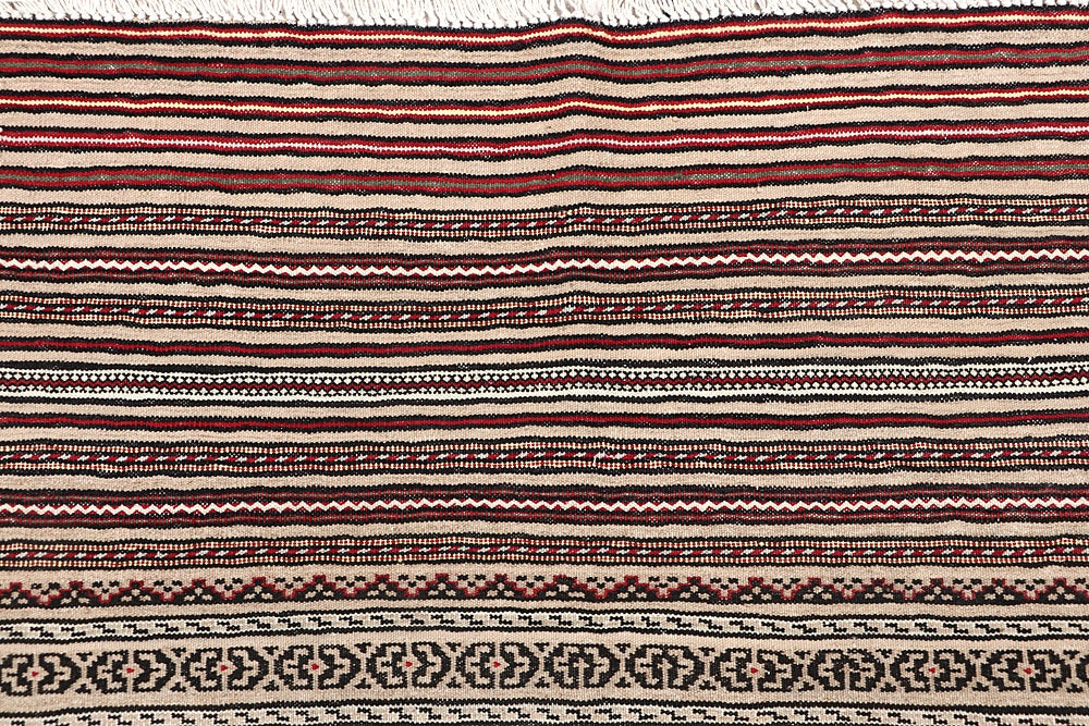 4' 6" x 6' 6  Multy Handmade Laghari Soumak Kilim Rug Rectangular