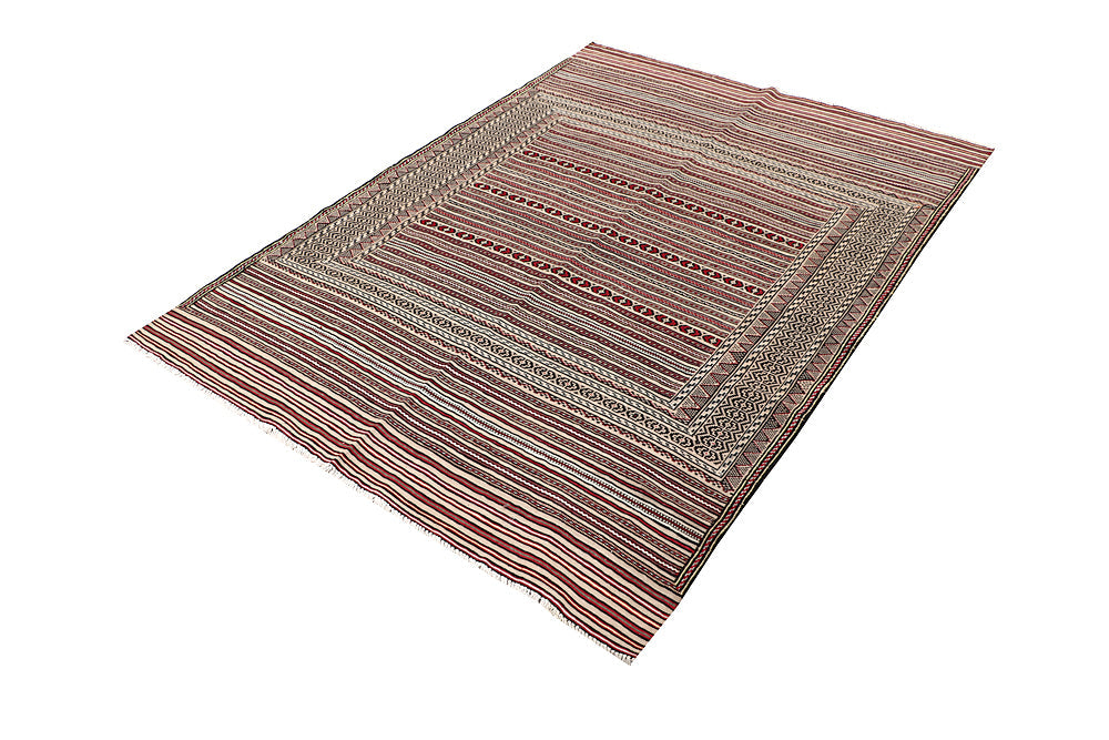 4' 6" x 6' 6  Multy Handmade Laghari Soumak Kilim Rug Rectangular
