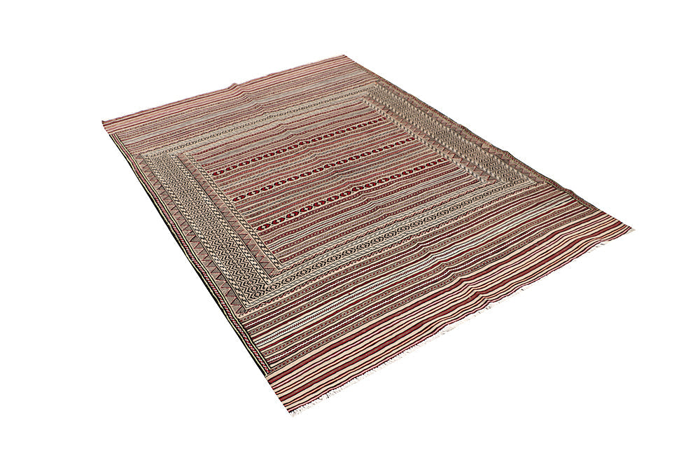4' 6" x 6' 6  Multy Handmade Laghari Soumak Kilim Rug Rectangular