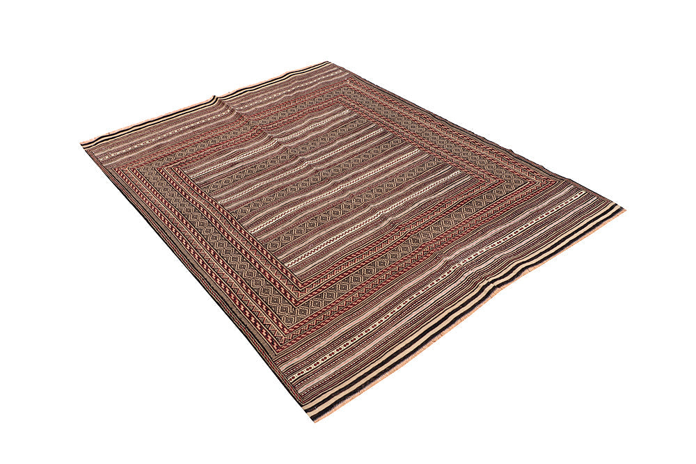 4' 6" x 6' 6  Multy Handmade Laghari Soumak Kilim Rug Rectangular