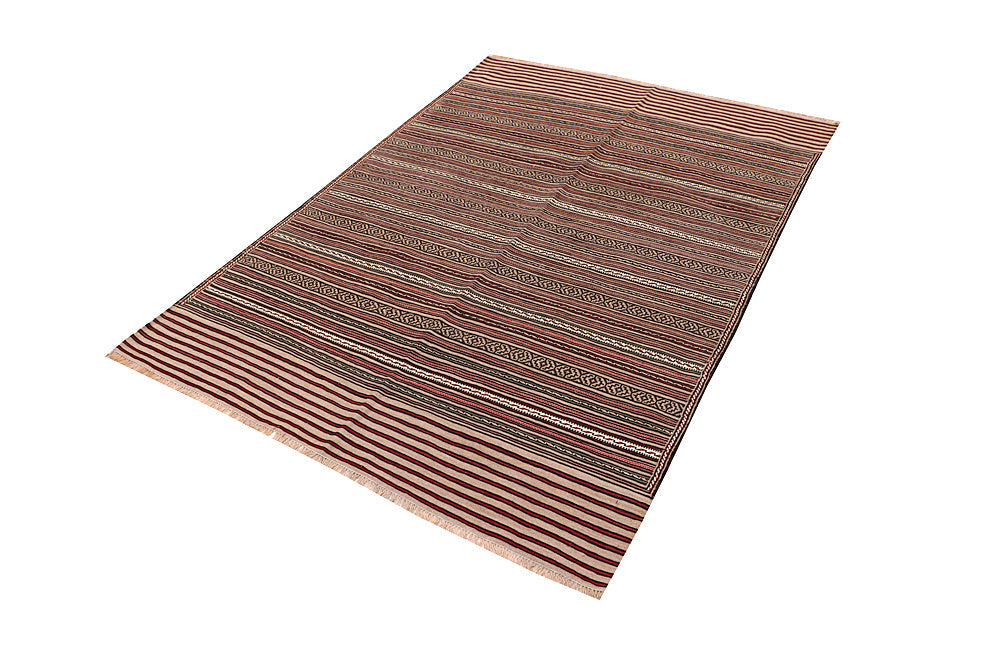 4' 6" x 6' 6  Multy Handmade Laghari Soumak Kilim Rug Rectangular