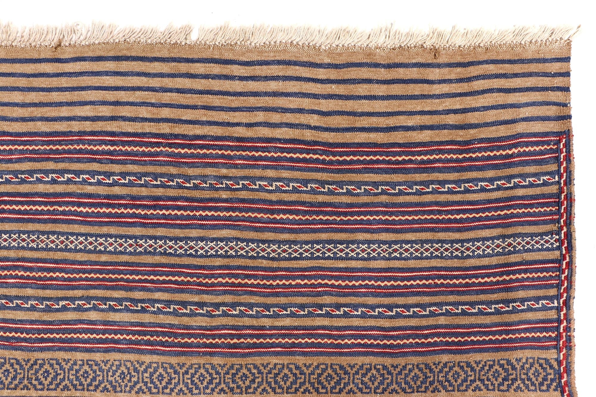 4' 6" x 6' 6  Multy Handmade Laghari Soumak Kilim Rug Rectangular