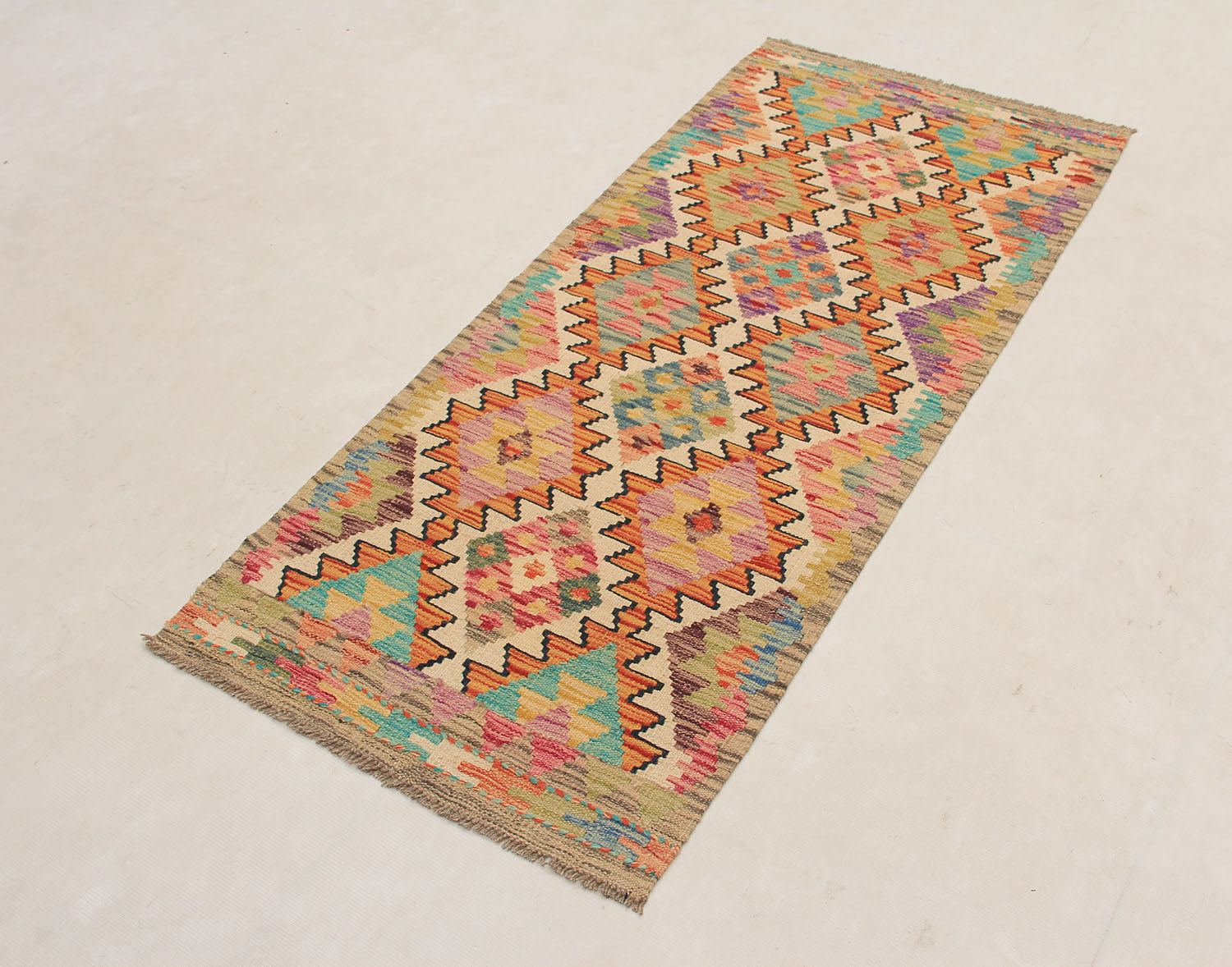 2' X 5'  Multy Handmade Veggie Dye Kilim Rug Rectangular