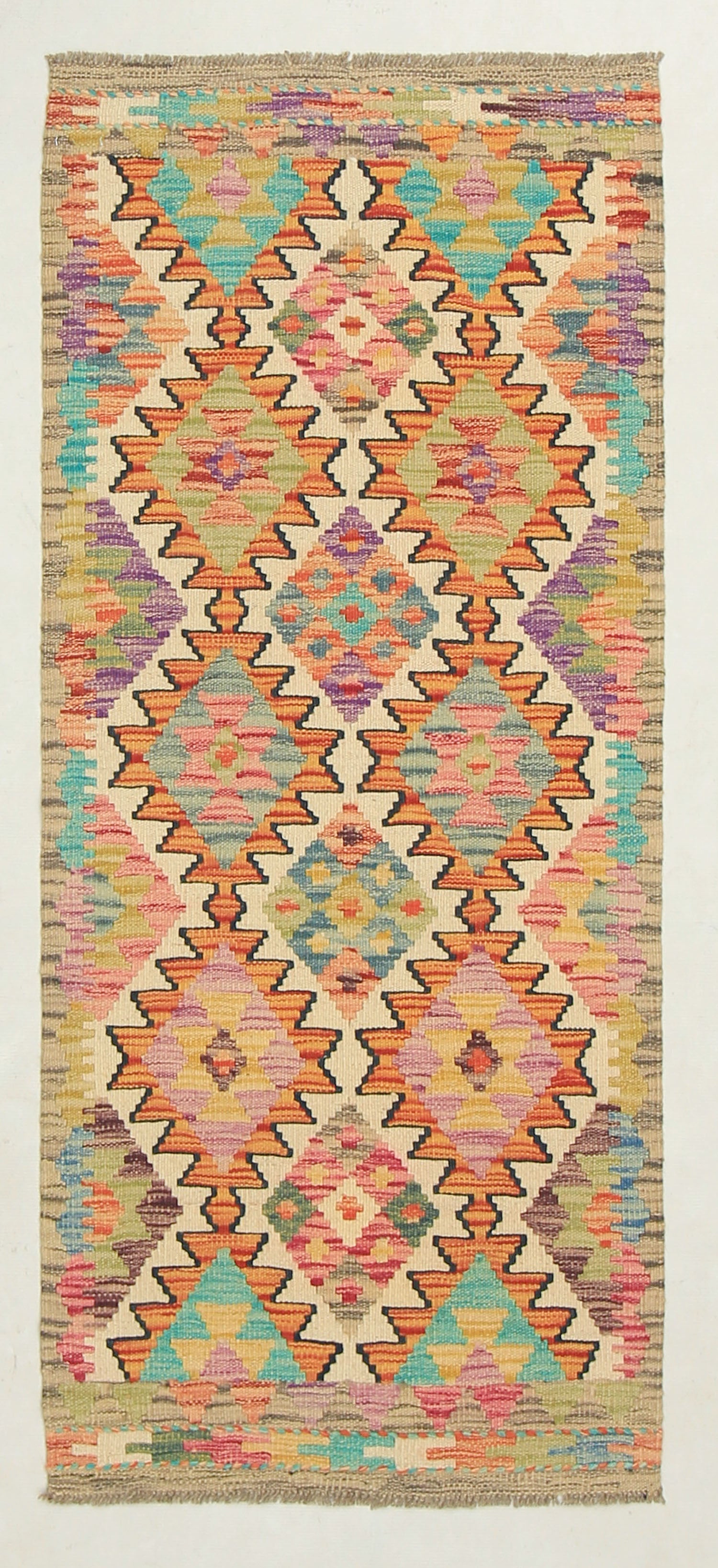 2' X 5'  Multy Handmade Veggie Dye Kilim Rug Rectangular