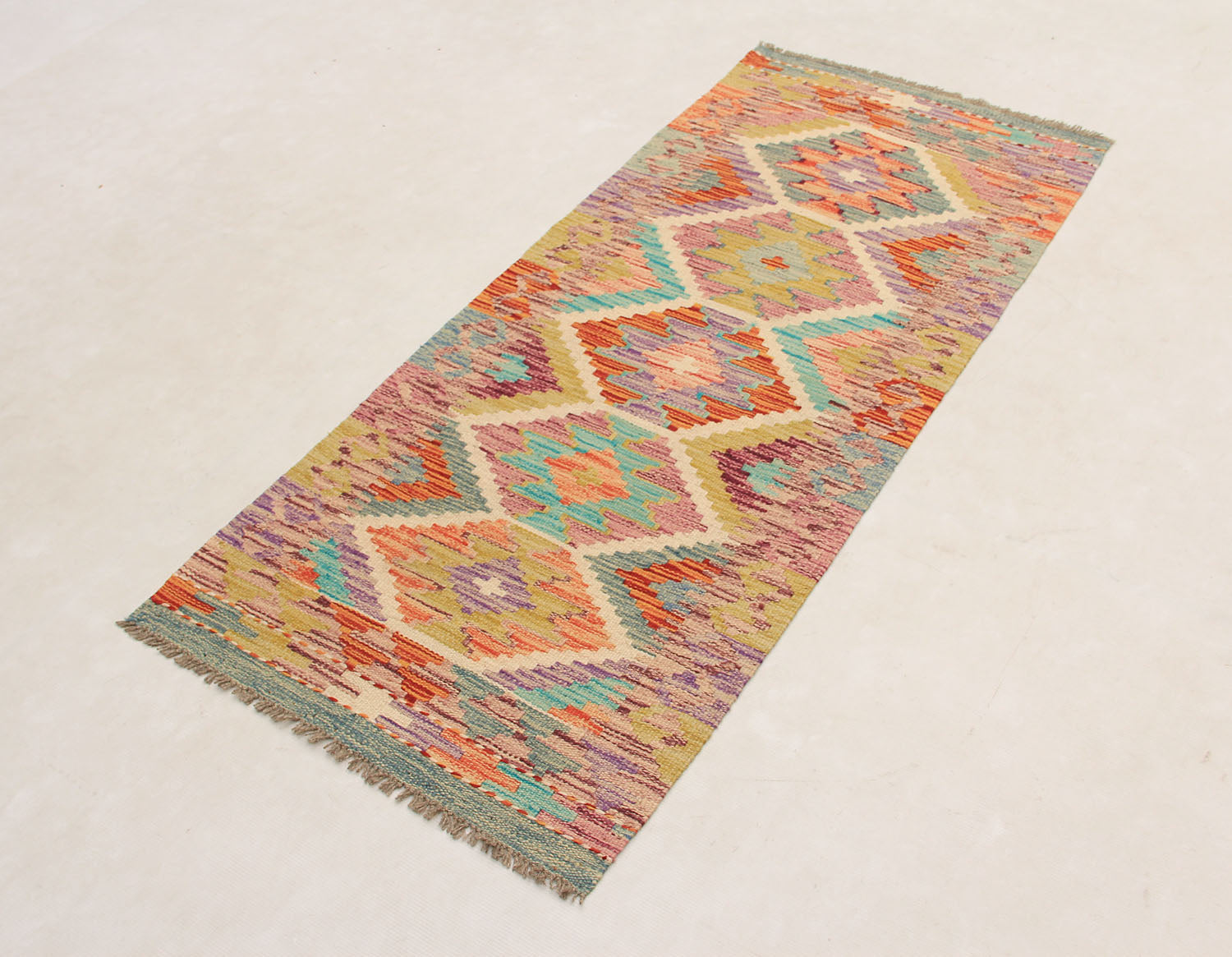 2' X 5'  Multy Handmade Veggie Dye Kilim Rug Rectangular
