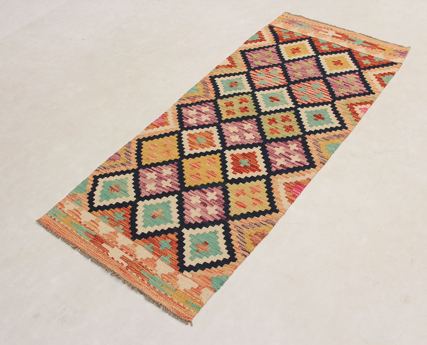 2' X 5'  Multy Handmade Veggie Dye Kilim Rug Rectangular