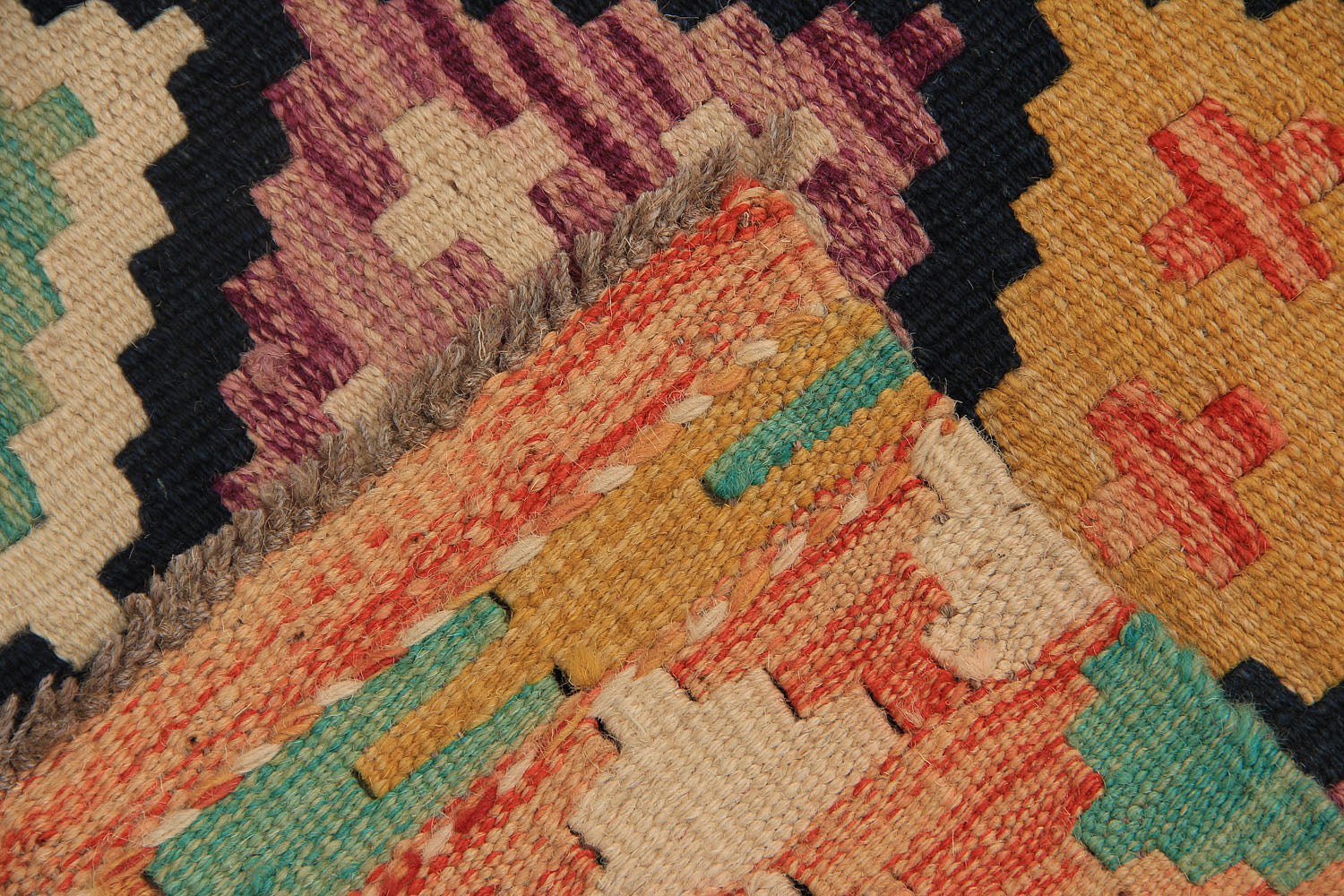 2' X 5'  Multy Handmade Veggie Dye Kilim Rug Rectangular