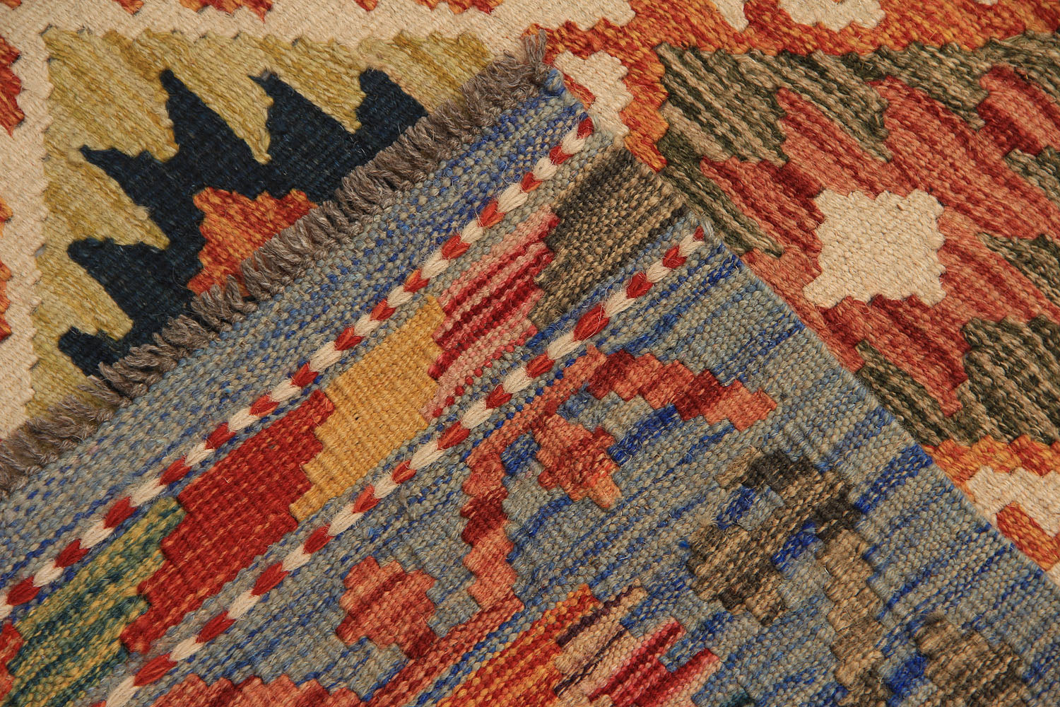 2' 6" X 9'  Multy Handmade Veggie Dye Kilim Rug Runner