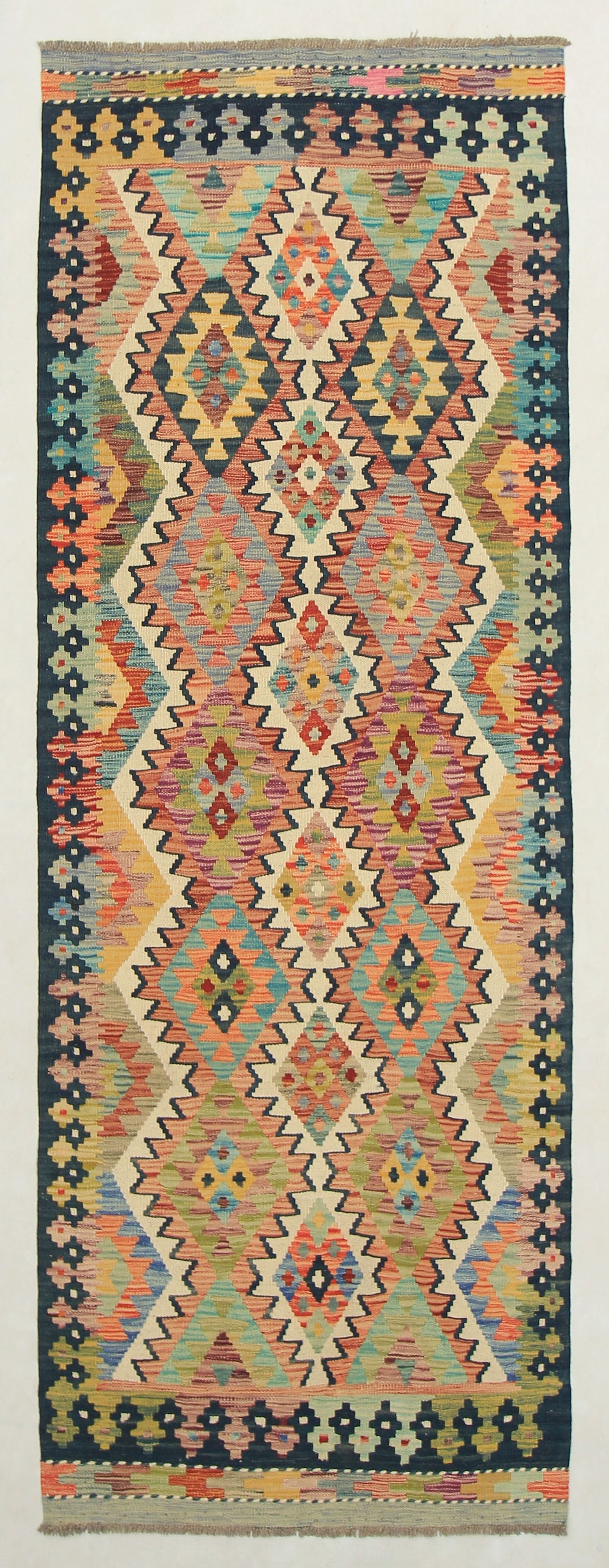 3' X 8'  Multy Handmade Veggie Dye Kilim Rug Runner