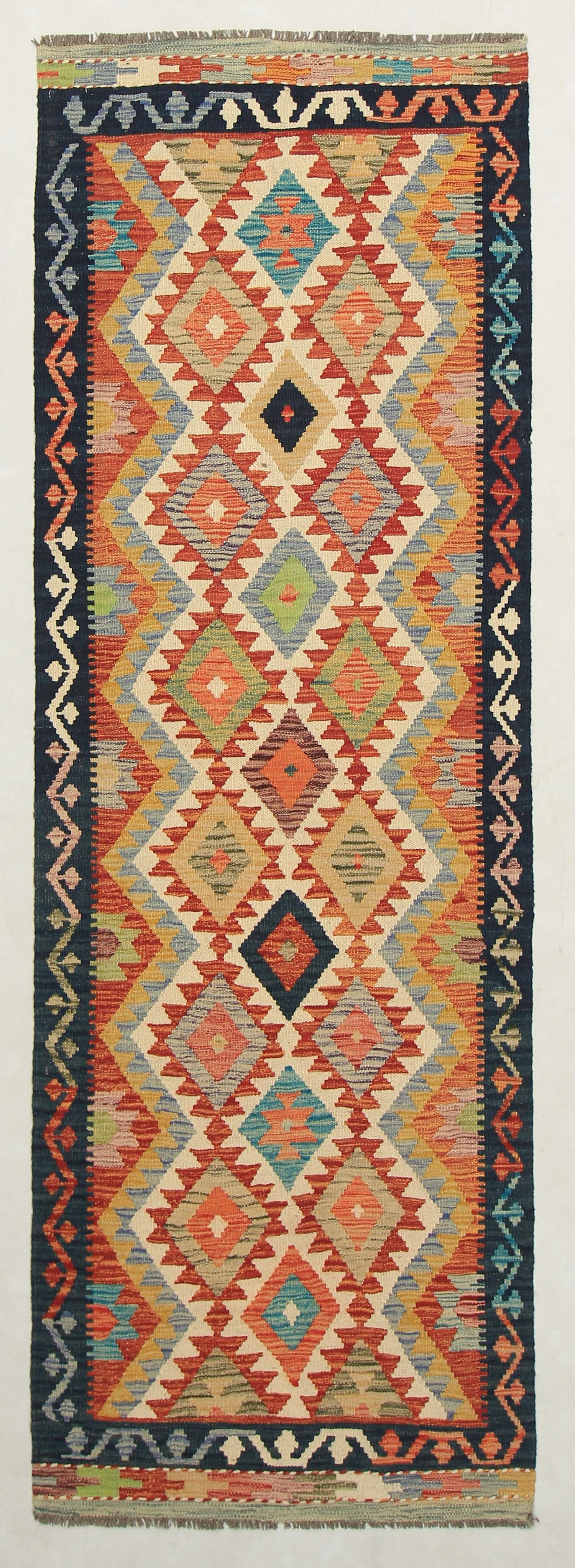 3' X 8'  Multy Handmade Veggie Dye Kilim Rug Runner