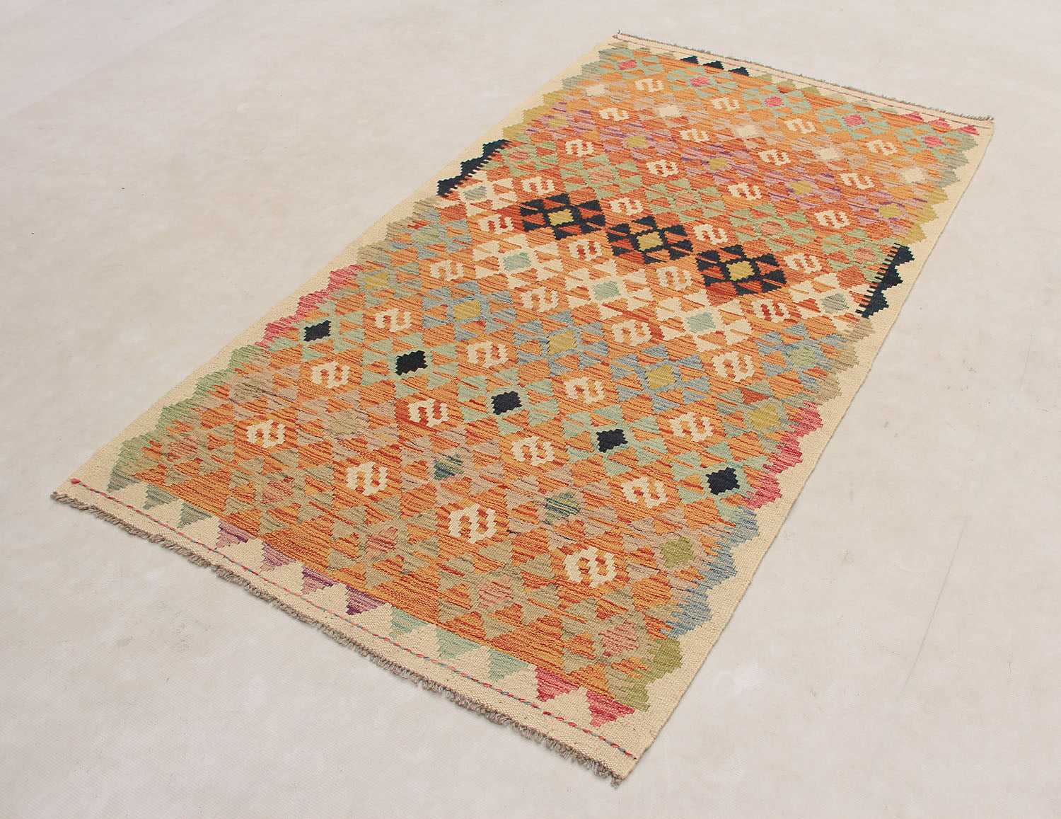 Handmade Veggie Dye Kilim 3' 3" X 6'  Multy Handmade Veggie Dye Kilim Rug Rectangular