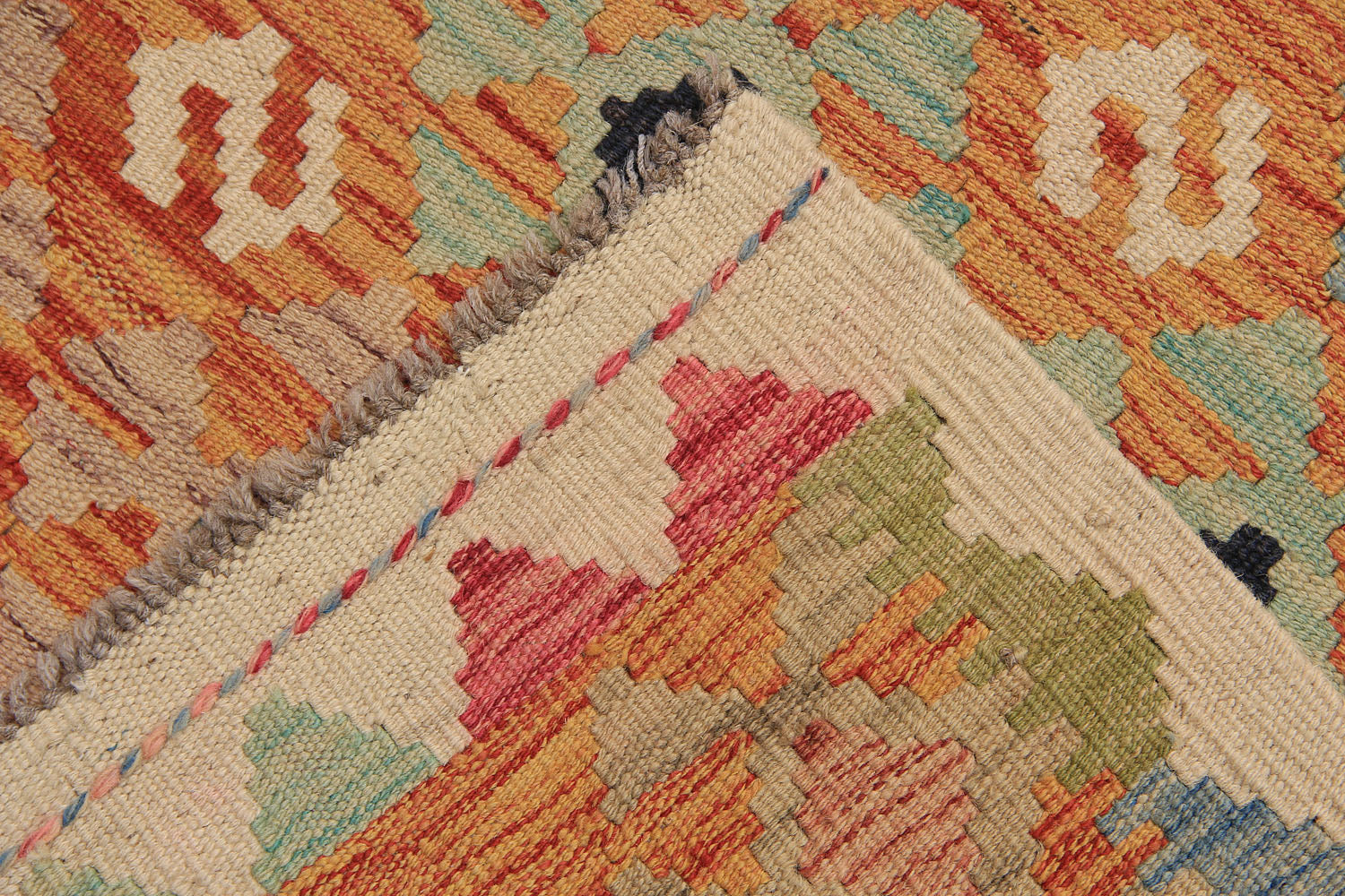 Handmade Veggie Dye Kilim 3' 3" X 6'  Multy Handmade Veggie Dye Kilim Rug Rectangular