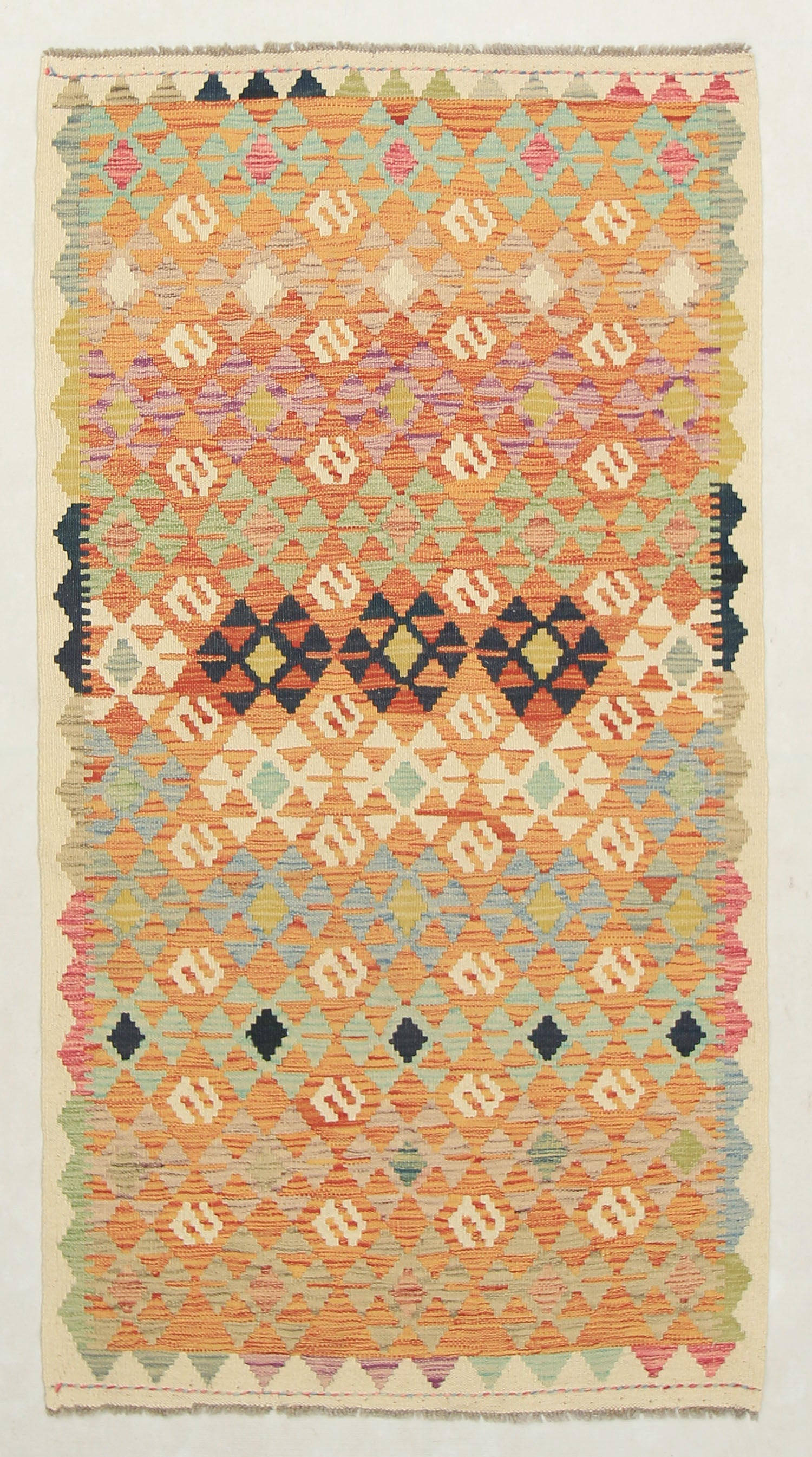 Handmade Veggie Dye Kilim 3' 3" X 6'  Multy Handmade Veggie Dye Kilim Rug Rectangular