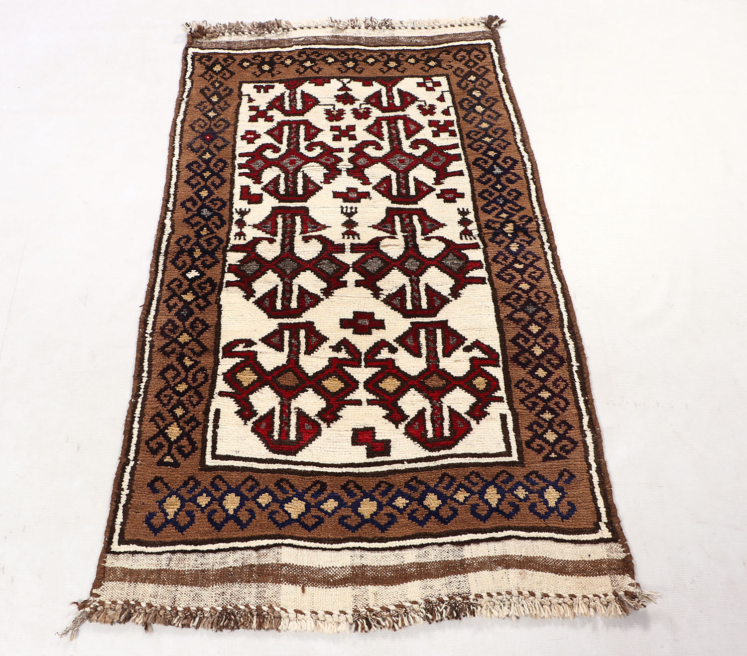 2' 6" x 4'  Ivory Handmade Natural Taimani Carpets Afghan Rectangular