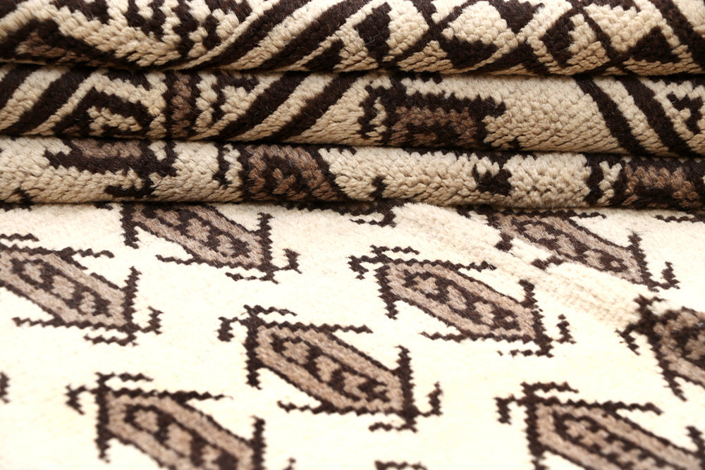 5' X 7'  Ivory Handmade Natural Taimani Carpets Afghan Rectangular