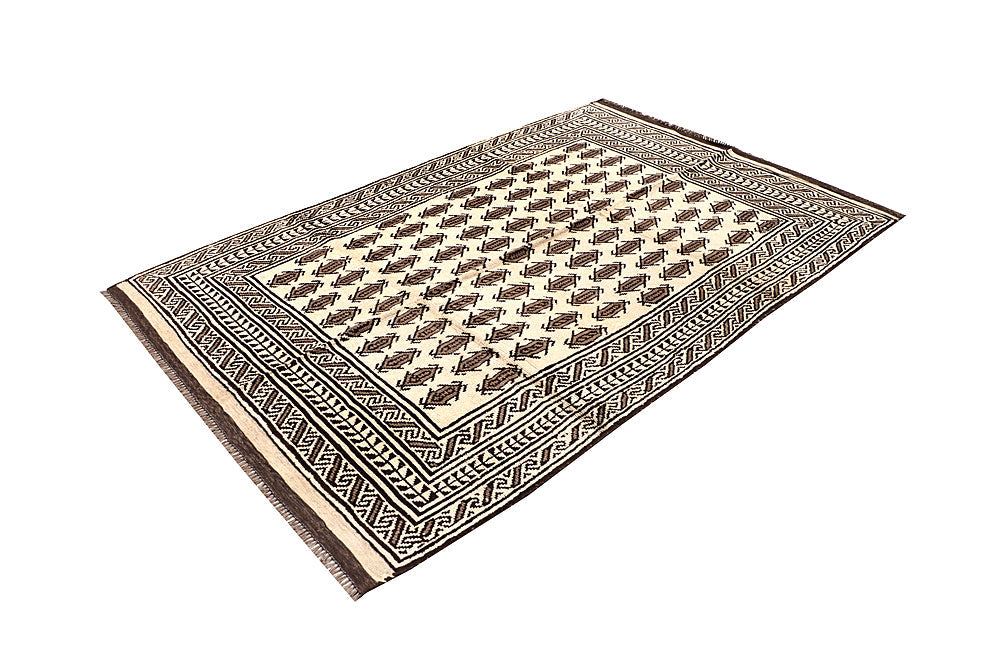 5' X 7'  Ivory Handmade Natural Taimani Carpets Afghan Rectangular
