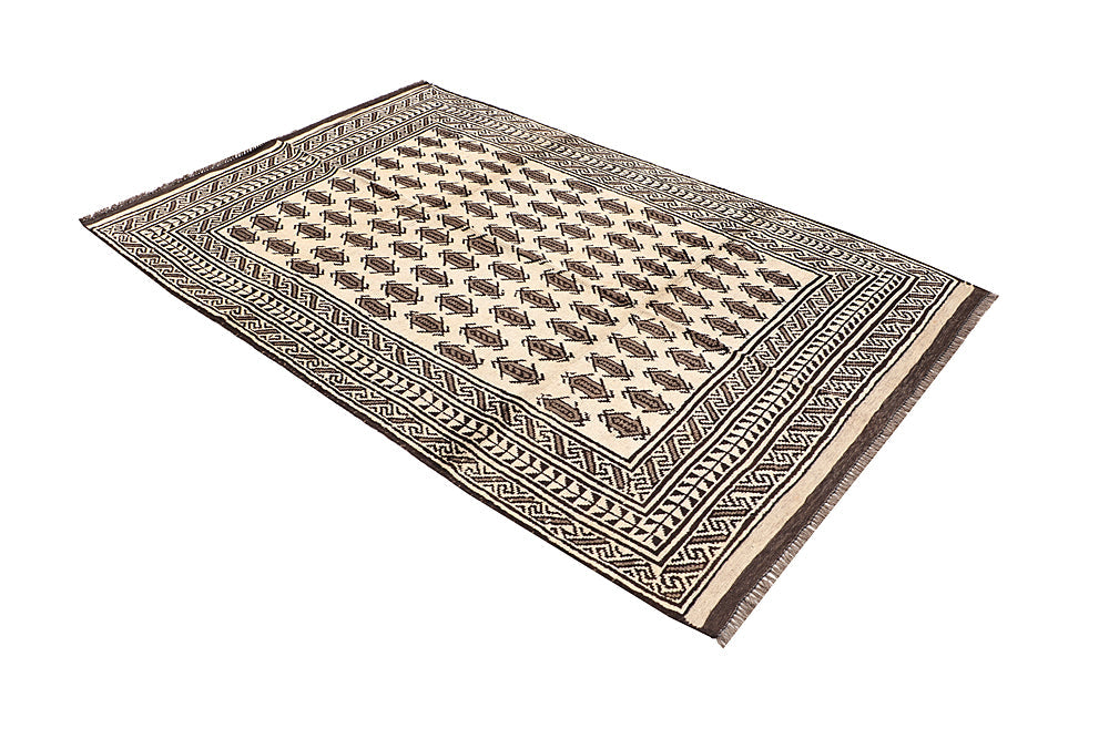 5' X 7'  Ivory Handmade Natural Taimani Carpets Afghan Rectangular