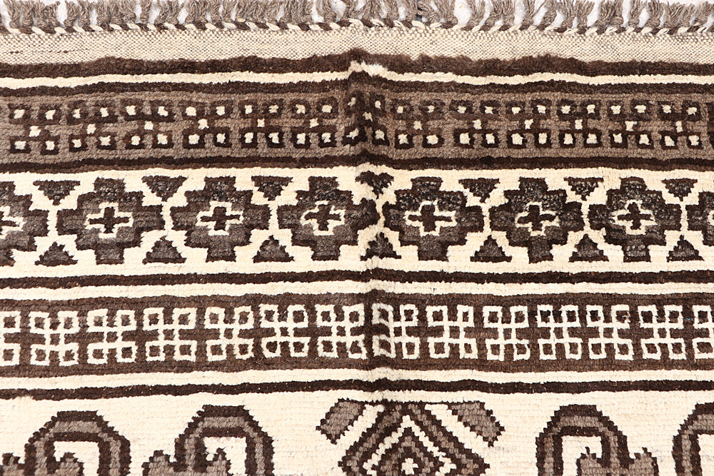 5' 6" X 8'  Ivory Handmade Natural Taimani Carpets Afghan Rectangular