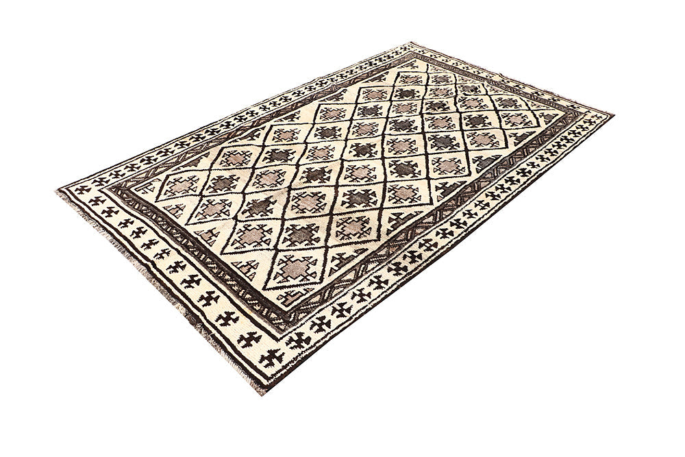 5' X 8'  Ivory Handmade Natural Taimani Carpets Afghan Rectangular